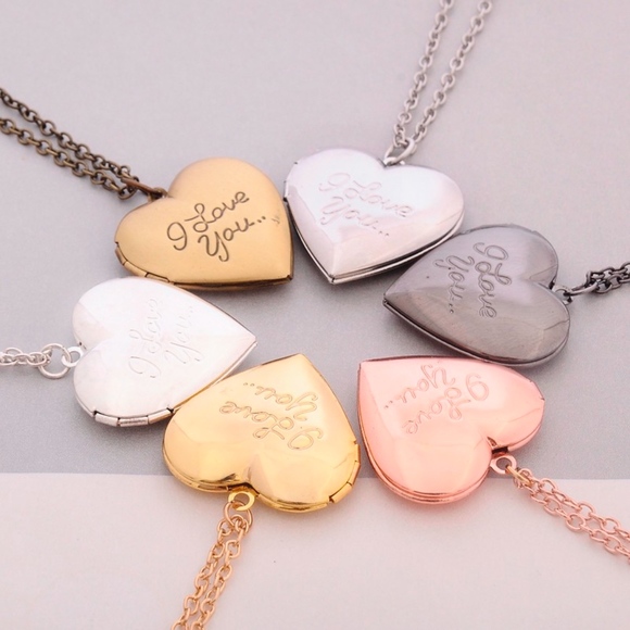 Jewelry - Gold Heart Locket Engraved 'I Love You' Necklace